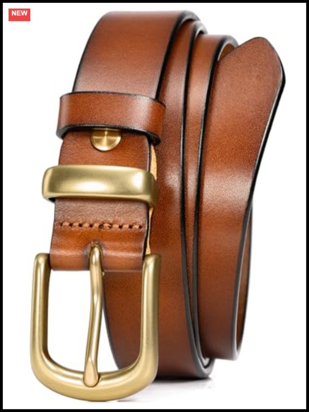 Women's 1.1" Italian Full Grain Leather Belt with Gold Buckle